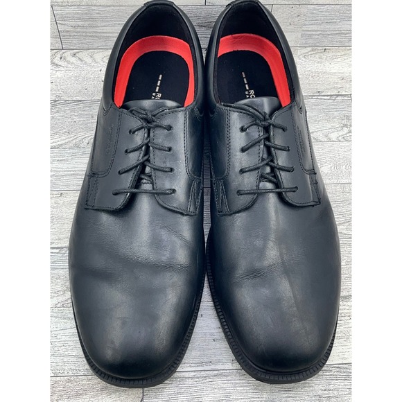 Rockport Mens Dress Shoes V76115 Black Leather Slip Resistant Oxfords 12 W